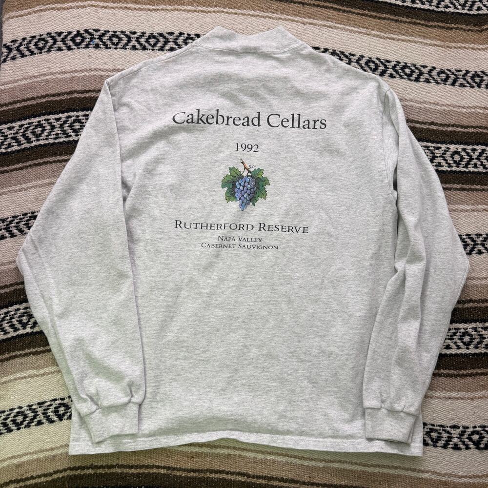 Vintage 1992 Cakebread Cellars Napa Valley Cabernet Gray Long Sleeve Shirt Sz L